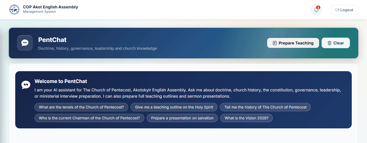 Church Management System — PentChat (admin)